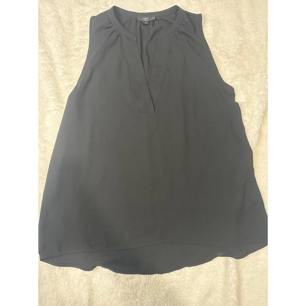 J. Crew 365 Black Sleeveless V Neck Basic‎ Casual Tank Top Women's Size S